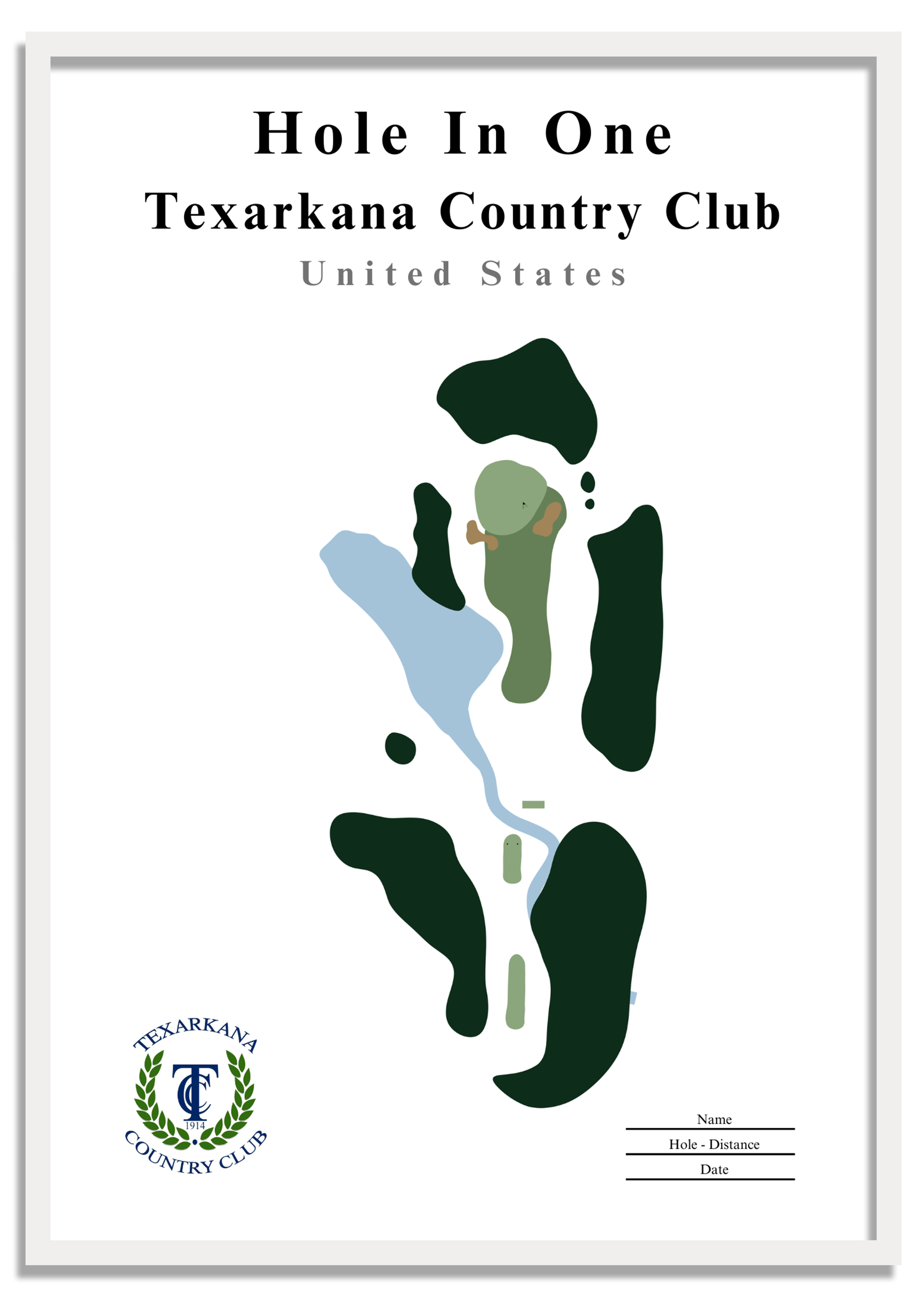 Hole In One Golf Course Print framed in living room