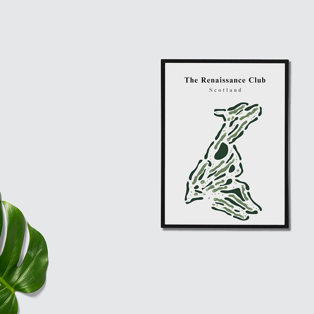 The Renaissance Club – Minimalistic Golf Course Print (Scotland) minimalist golf course wall art display