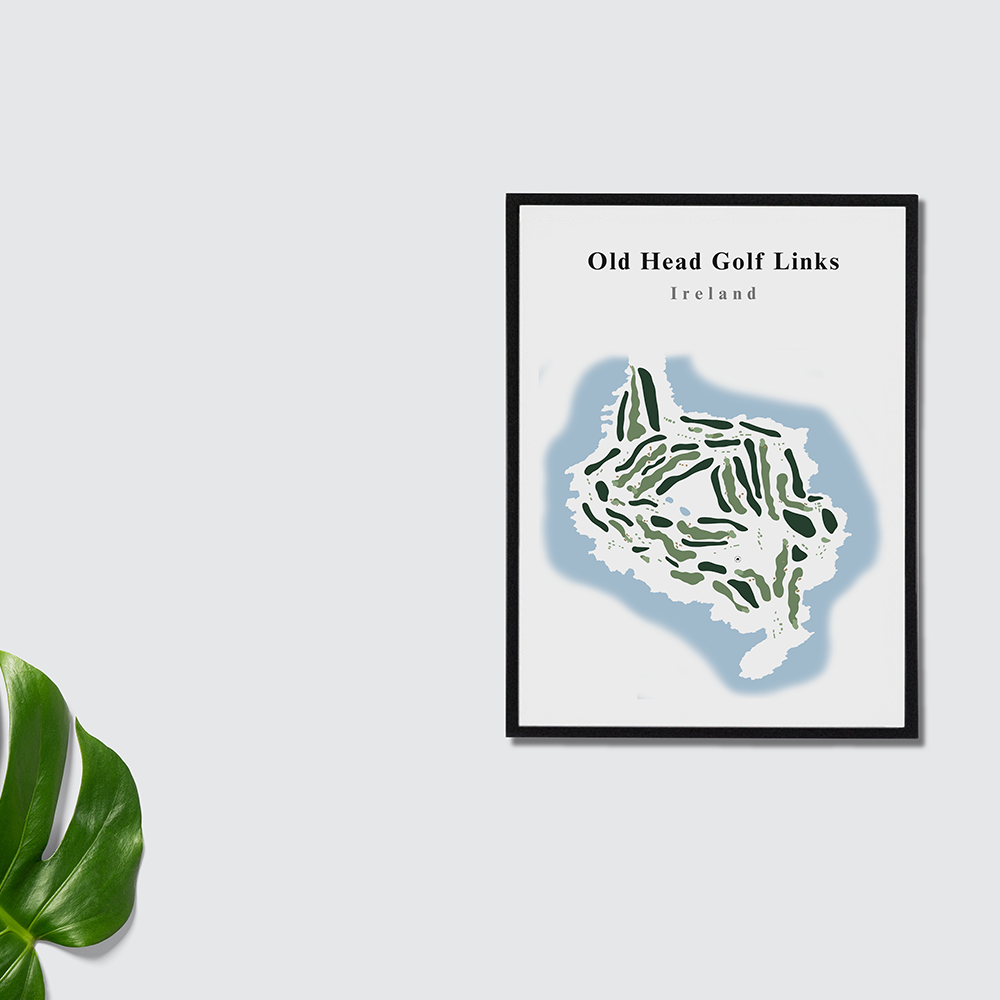 Old Head Golf Links – Minimalistic Golf Course Print (Ireland) Golf Course art print gallery style