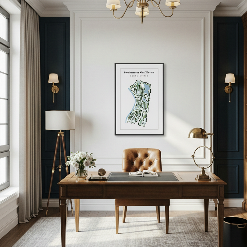 Boschenmeer Golf Estate - South Africa Golf Course Print framed in modern living room