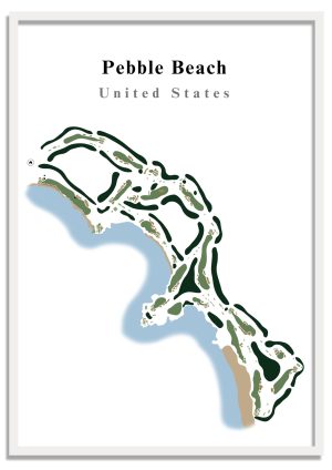 Pebble Beach – Minimalistic Golf Course Print (USA) – Minimalist Golf Course Print