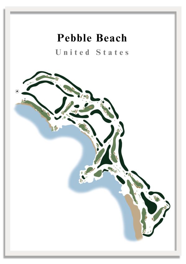 Pebble Beach – Minimalistic Golf Course Print (USA) – Minimalist Golf Course Print